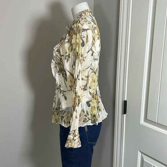 Reiss Alandra Floral Print Blouse Lightweight Top Semi Sheer Crinkle Finish Sz 4 - Picture 8 of 14
